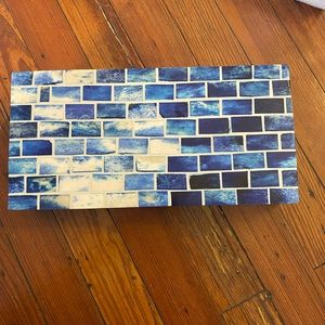 Handicrafts indigo home mosaic jewelry storage container NWT unique gift